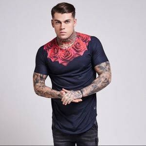SIKSILK ROSE CURVED HEM TEE - Black